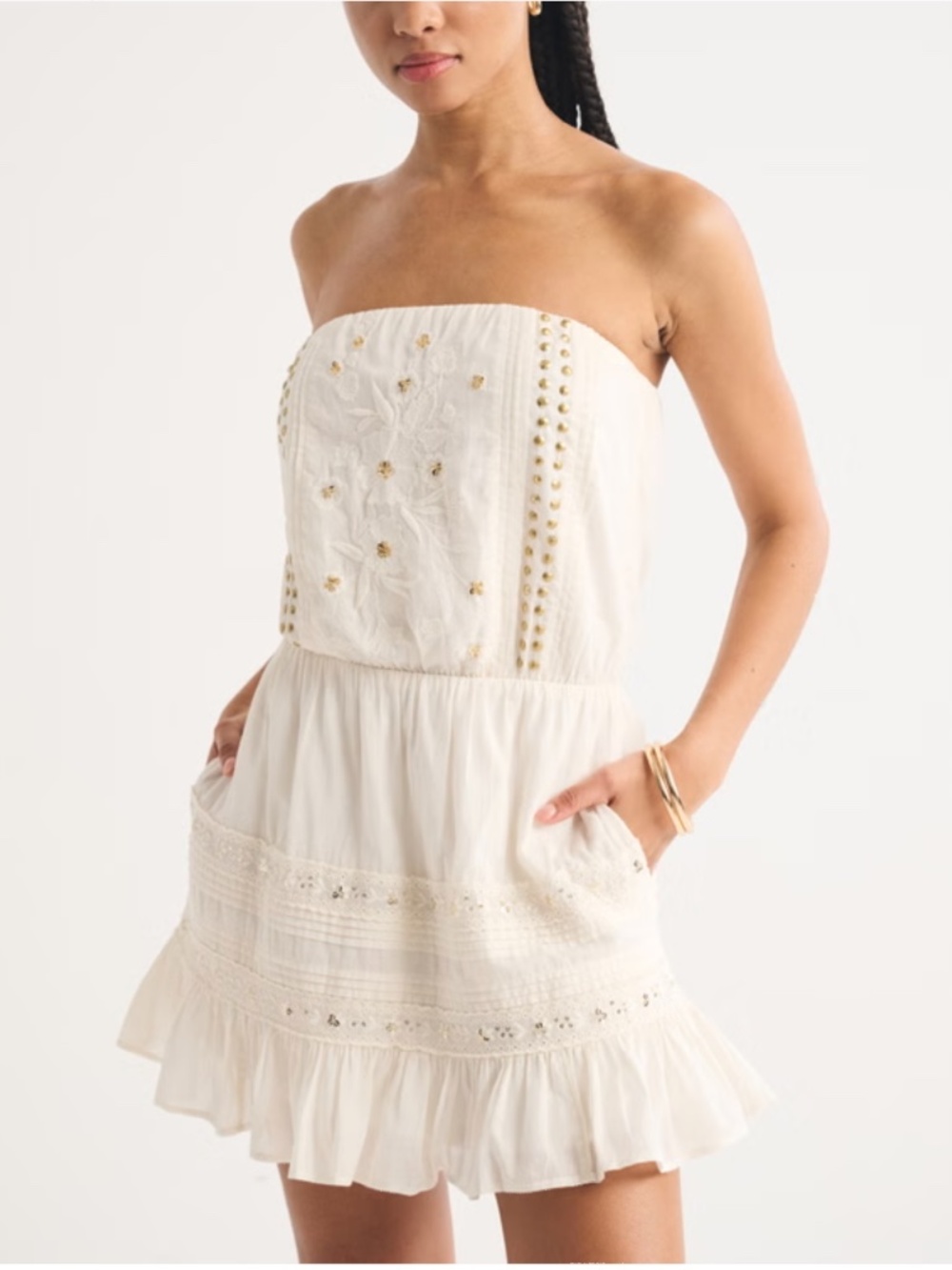 ABERCROMBIE & FITCH Beaded Strapless Sundress w/ Pockets! ~ XXSP 0P